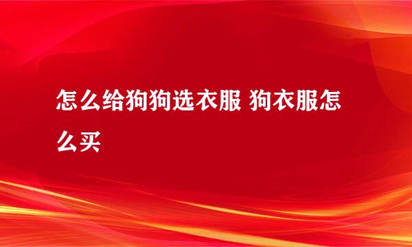怎么给狗狗选衣服 狗衣服怎么买