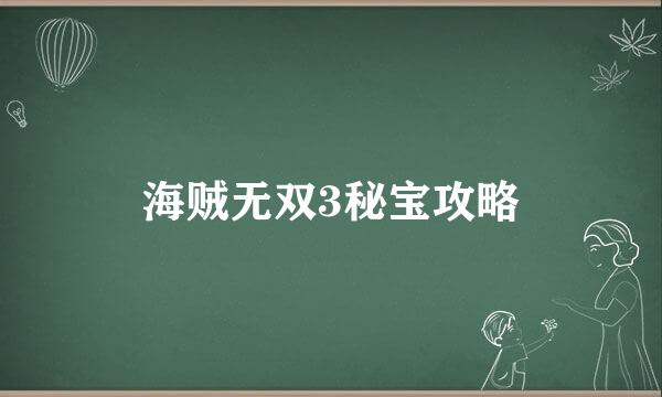 海贼无双3秘宝攻略