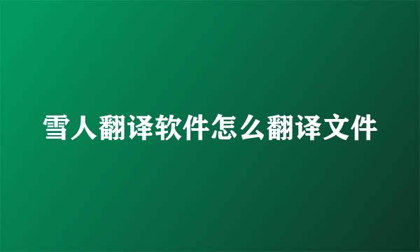 雪人翻译软件怎么翻译文件