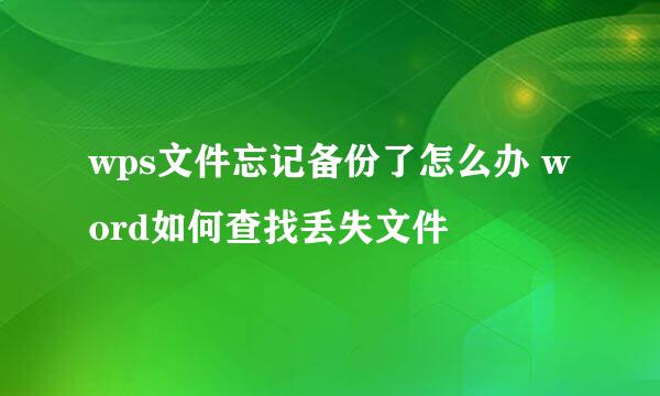 wps文件忘记备份了怎么办 word如何查找丢失文件