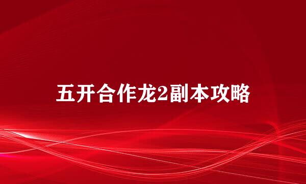 五开合作龙2副本攻略