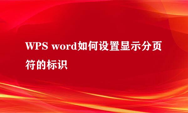 WPS word如何设置显示分页符的标识