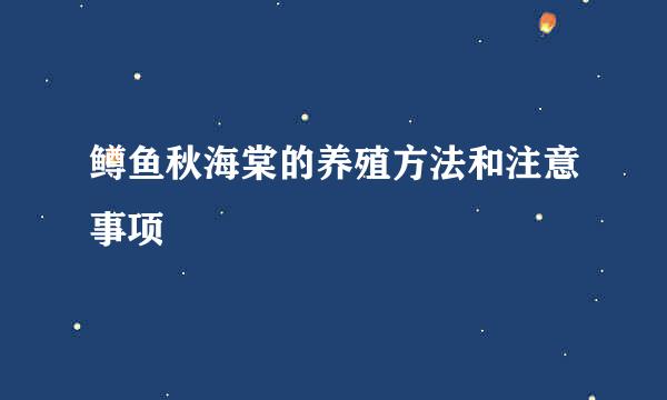 鳟鱼秋海棠的养殖方法和注意事项