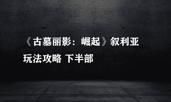 《古墓丽影：崛起》叙利亚 玩法攻略 下半部