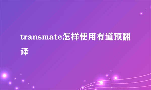 transmate怎样使用有道预翻译