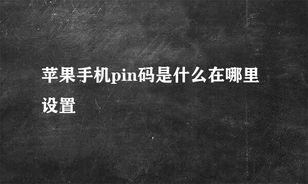 苹果手机pin码是什么在哪里设置