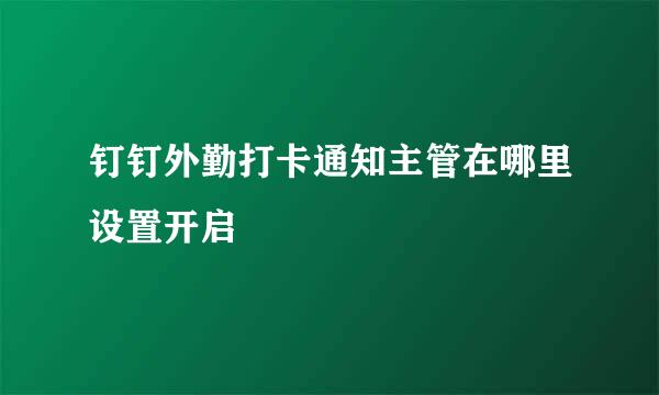 钉钉外勤打卡通知主管在哪里设置开启