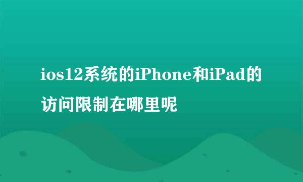 ios12系统的iPhone和iPad的访问限制在哪里呢