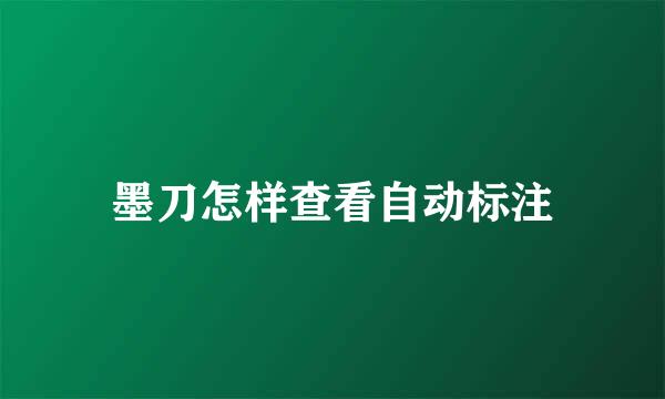 墨刀怎样查看自动标注