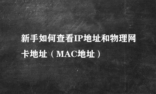 新手如何查看IP地址和物理网卡地址（MAC地址）