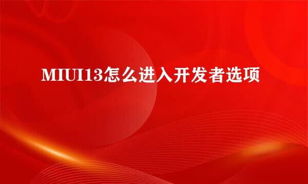 MIUI13怎么进入开发者选项