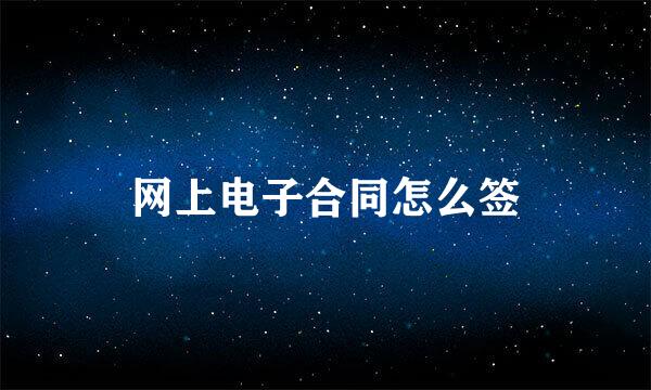 网上电子合同怎么签