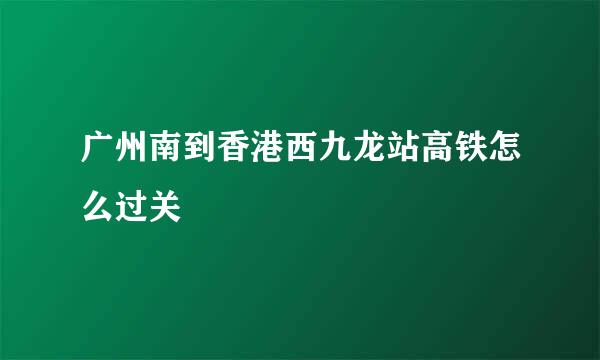 广州南到香港西九龙站高铁怎么过关