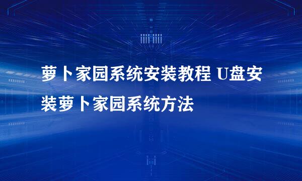 萝卜家园系统安装教程 U盘安装萝卜家园系统方法