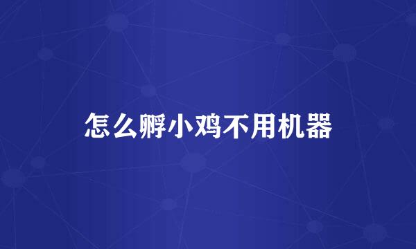 怎么孵小鸡不用机器