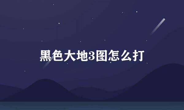 黑色大地3图怎么打