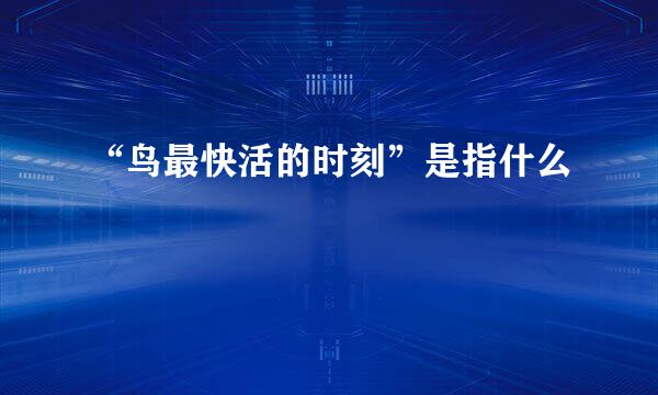 “鸟最快活的时刻”是指什么
