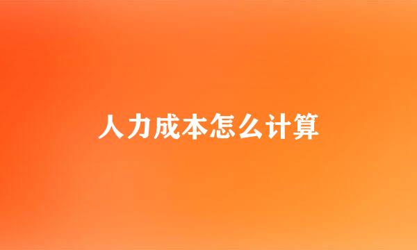 人力成本怎么计算