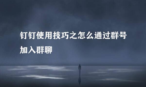 钉钉使用技巧之怎么通过群号加入群聊