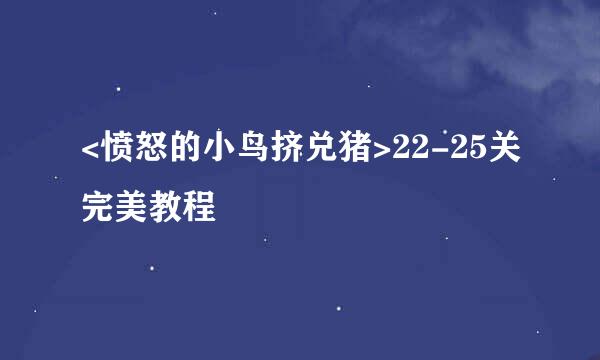 <愤怒的小鸟挤兑猪>22-25关完美教程