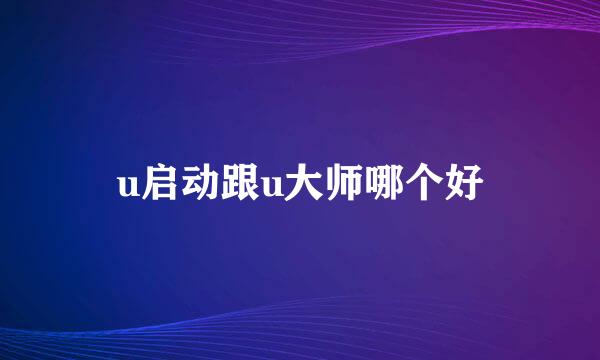 u启动跟u大师哪个好