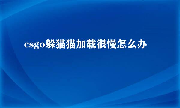 csgo躲猫猫加载很慢怎么办
