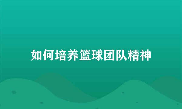 如何培养篮球团队精神