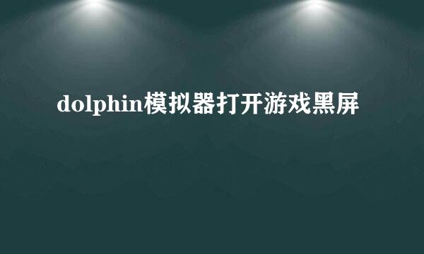dolphin模拟器打开游戏黑屏