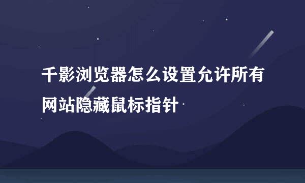 千影浏览器怎么设置允许所有网站隐藏鼠标指针