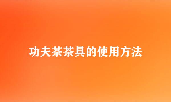 功夫茶茶具的使用方法