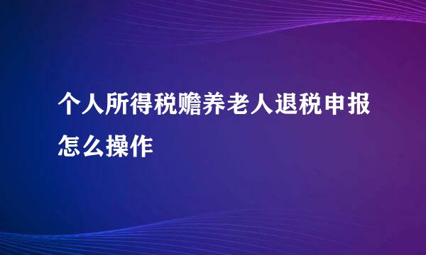 个人所得税赡养老人退税申报怎么操作