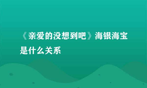 《亲爱的没想到吧》海银海宝是什么关系