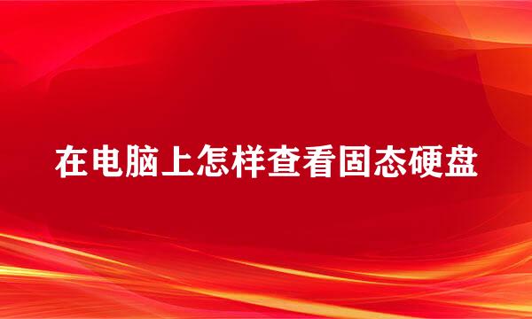 在电脑上怎样查看固态硬盘