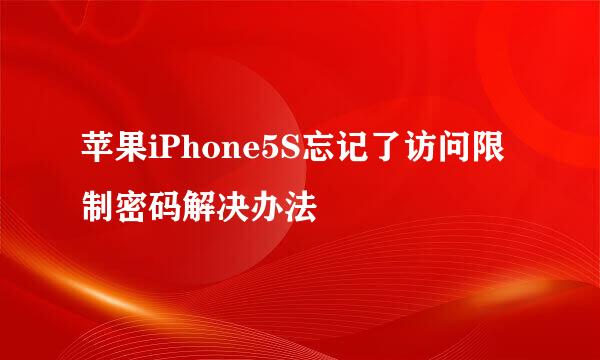 苹果iPhone5S忘记了访问限制密码解决办法