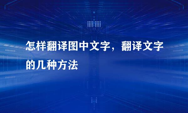 怎样翻译图中文字，翻译文字的几种方法