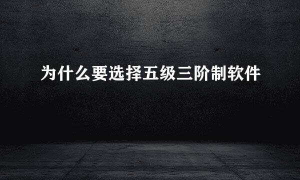 为什么要选择五级三阶制软件