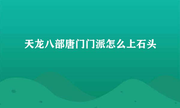 天龙八部唐门门派怎么上石头