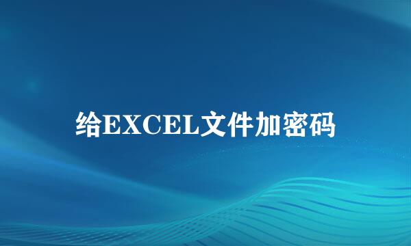 给EXCEL文件加密码