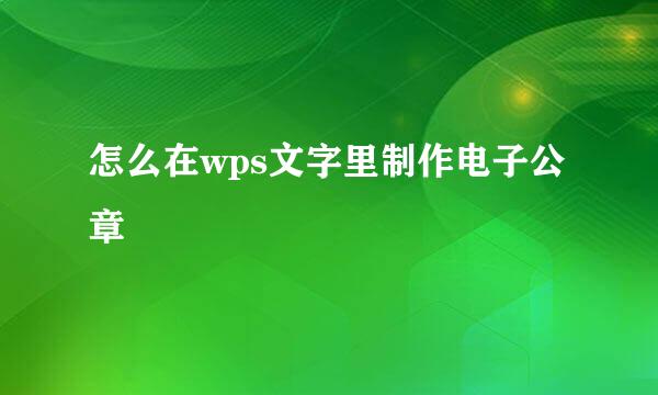 怎么在wps文字里制作电子公章
