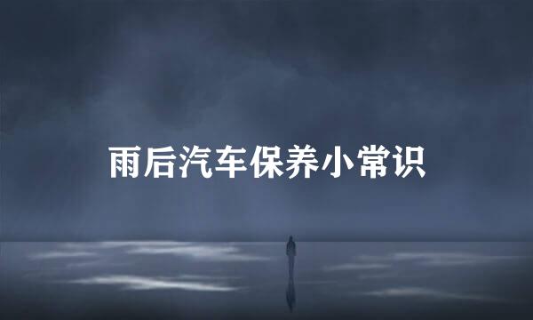 雨后汽车保养小常识