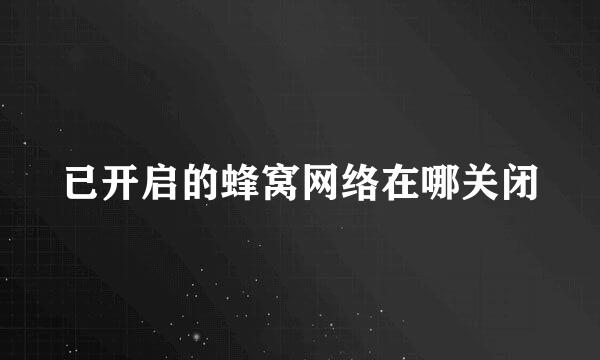 已开启的蜂窝网络在哪关闭