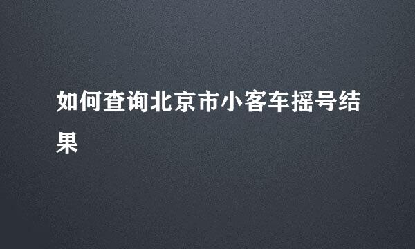如何查询北京市小客车摇号结果