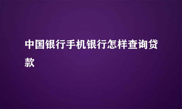 中国银行手机银行怎样查询贷款