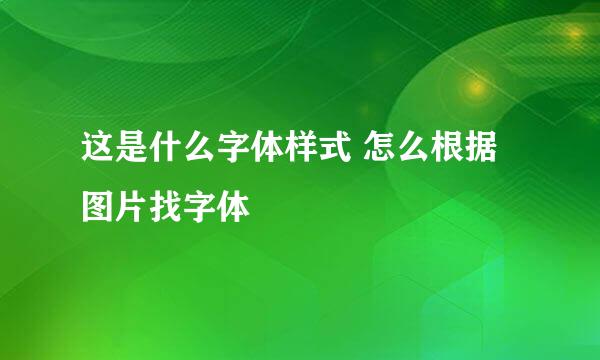 这是什么字体样式 怎么根据图片找字体