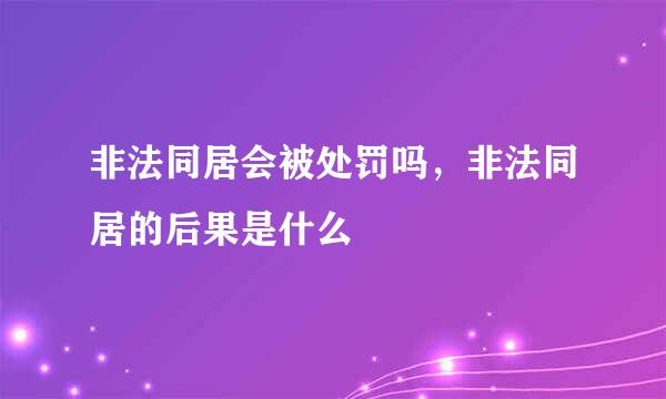 非法同居会被处罚吗，非法同居的后果是什么