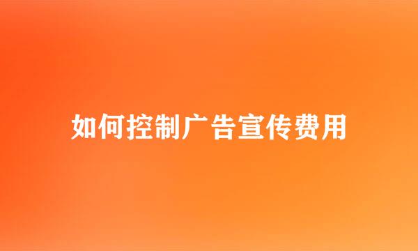 如何控制广告宣传费用