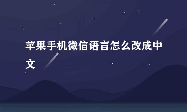 苹果手机微信语言怎么改成中文