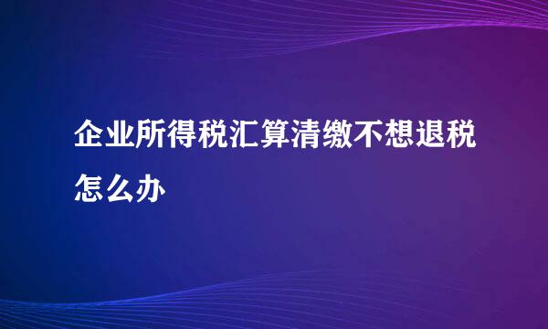 企业所得税汇算清缴不想退税怎么办