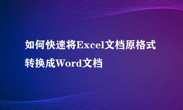 如何快速将Excel文档原格式转换成Word文档