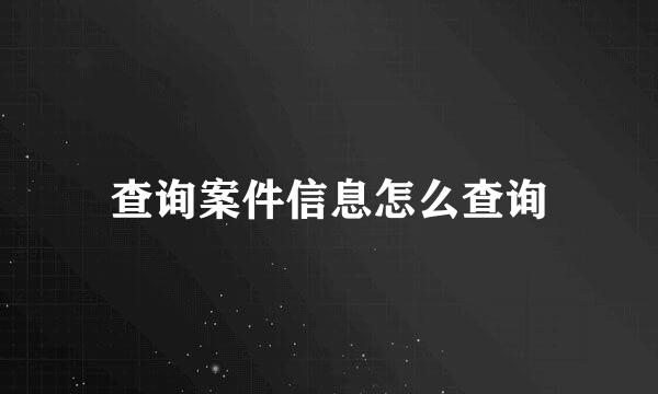查询案件信息怎么查询